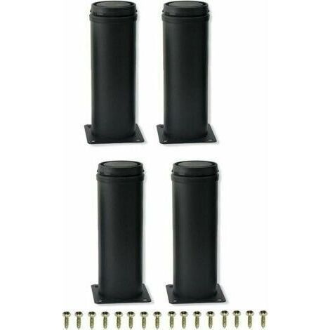 4pcs 15cm Black Stainless Steel Adjustable Metal Furniture Legs for Cabinet Table Legs Sofa Feet Furniture Replacement Foot,Black,15cm (1/4)
