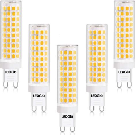 Lot de 5 ampoules LED G9 12 W (équivalent 100 W) – Blanc chaud 3000 K, 1100 lm, angle de diffusion 360°, AC 100-240 V, remplacement d'halogène, non dimmable [Classe énergétique D] (1/2)