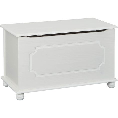 KALISHA - Coffre à Jouets Bois Massif Vernis Blanc (1/5)