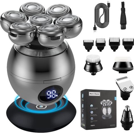 Tondeuse électrique intelligente pour homme, rasoir rechargeable étanche avec écran lumineux, kit de rasage à batterie intégrée (1/5)