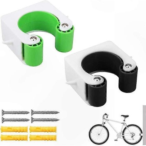 Set mit 2 wandmontierten Fahrradständern, kreatives, leichtes Kunststoffband mit Schrauben, für Garage und Wohnzimmer (Schwarz, Grün) (1/5)