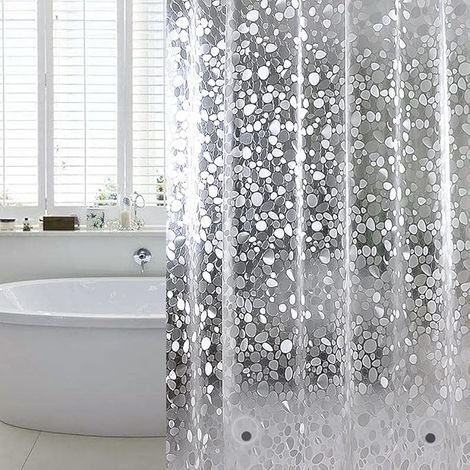 Cortina de ducha antimoho de 180x200 cm, impermeable y translúcida, para bañera y baño. (1/5)