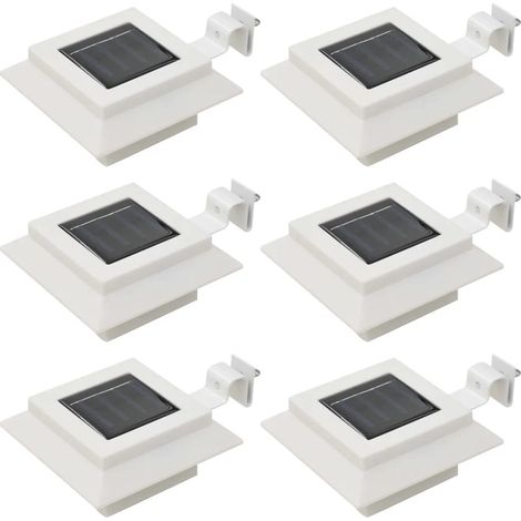 Set di 6 lampade solari a LED quadrate economiche per esterni 12 x 6,5 cm in plastica bianca 020045901