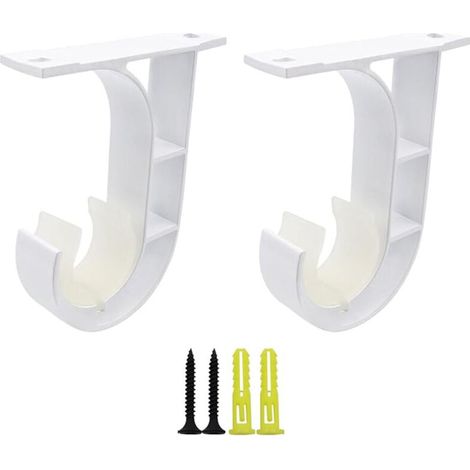 Set mit 2 verstellbaren Gardinenhalterungen, 20-24 mm Haken, robuste Aluminium-Gardinenstangenhalterungen mit Schrauben für Gardinen oder Schränke (weiß) (1/4)