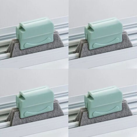 [NON UTILIZZATO] Set di 4 spazzole multifunzionali per fessure, ideali per la pulizia di porte, finestre, vetri scorrevoli e scanalature delle finestre del bagno (verdi)