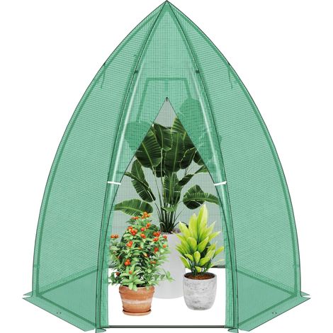 Serre en Film Plastique avec Porte - 160 x 180 cm - Tente d'hivernage pour la Culture - Film grillagé en polyéthylène - pour Plantes, légumes, Fleurs - Vert (1/5)