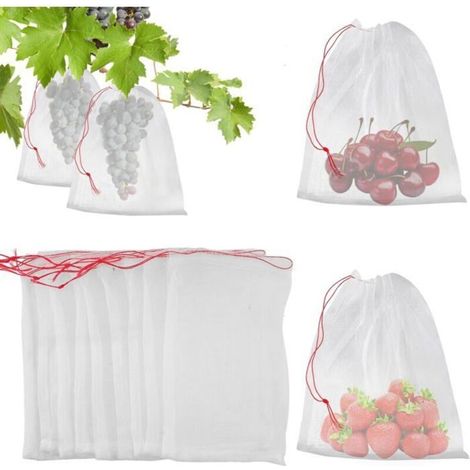 20 fruit protection bags, 20x15 cm, suitable for fruits and vegetables, with drawstrings.