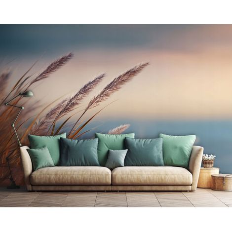 Fototapete Gras Natur Beige, für Wohnzimmer und Schlafzimmer, 150 x 105 cm – Komplettset inkl. Kleister & Anleitung (1/5)