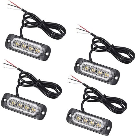 Luces estroboscópicas de 4 LED ámbar de 12 V/24 V para reemplazo de rejilla, luz intermitente naranja. (1/5)