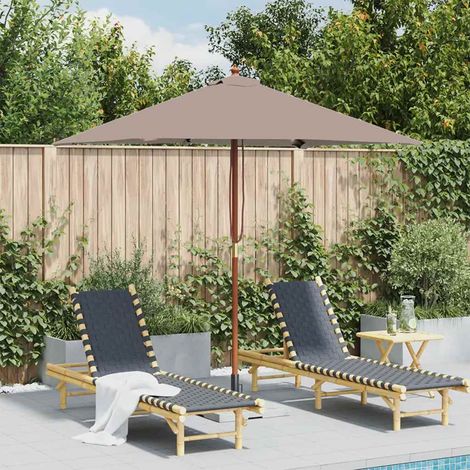 Parasol d'extérieur avec mât en bois 150x200 cm taupe (1/5)