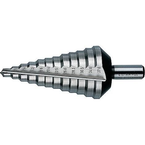 Forets étagés tige cylindrique Ø mm foret + Ø mm tige: 4-12 x 6