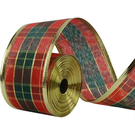 Ruban motif écossais - 10 m - pour couronne de Noël, cadeau de mariage, bricolage, emballage cadeau (1/5)