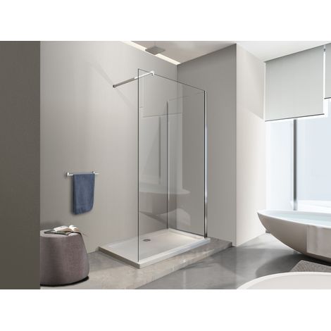 NALA Glaswand 8 mm für Walk-in Dusche Eckvariante, Doppelglas 8 mm umkehrbar CM.75 Glas + Glas 90