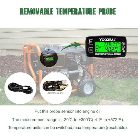 YOOREAL Engine Water Oil Temperature Gauge Digital Tachometer (1/4)
