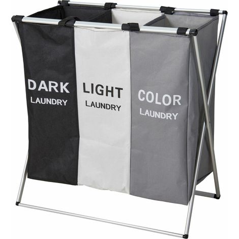 Cesta de lavandería de 3 compartimentos para clasificar la ropa 3x35L (1/3)
