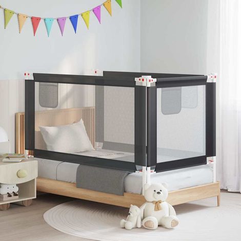 Barrière de lit enfant antichute réglable en tissu gris foncé 150 x 25 cm - PANGIVO (1/5)