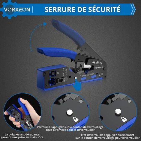 Pince À Sertir RJ45 - Outil Professionnel Pour Connecteurs Réseau Cat7 - Compatible Cat5 À Cat7 - Kit Complet Avec 50 Connecteurs (1/5)