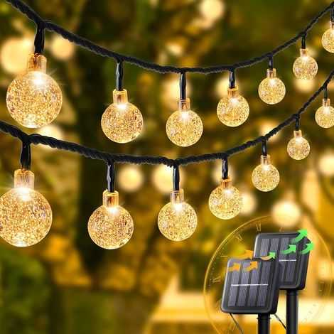 Lot de 2 lampes solaires Online Store, 30 LED, 6 mètres, globe en cristal, 8 modes d'éclairage (1/5)