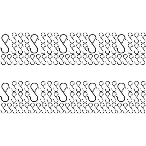 Lot de 120 crochets en S - Crochets en S pour ustensiles de cuisine et tringles à vêtements - Crochets en S noirs pour suspendre plantes et pots de fleurs (1/5)