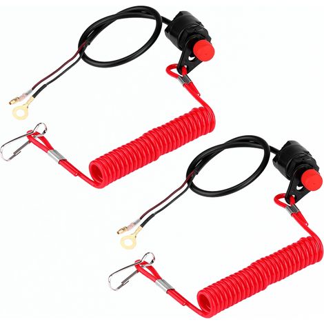 Interrupteur d'arrêt universel pour moteur hors-bord, moto, tondeuse hors-bord, avec attache, pièces pour bateau/yacht (1/4)