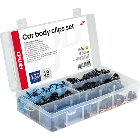 Kleiner Satz Kfz-Clips und -Stifte mit Werkzeugen, 148-teilig, amio-04741 (1/5)