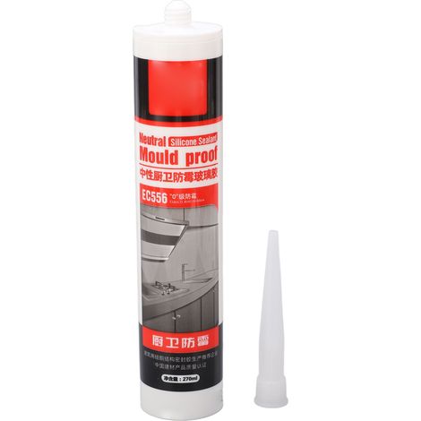 Mastic silicone neutre transparent 270ml étanche pour cuisine salle de bain colle verre résistant à l'eau (1/5)