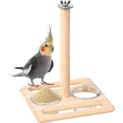 Perchoir à oiseaux - perroquet – Support pour perchoir avec bols à oiseaux (1/5)
