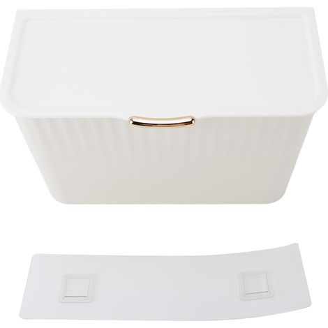 Panier à linge mural 4L anti-poussière multifonction suspension linge sale avec couvercle de salle de bain blanc (1/5)