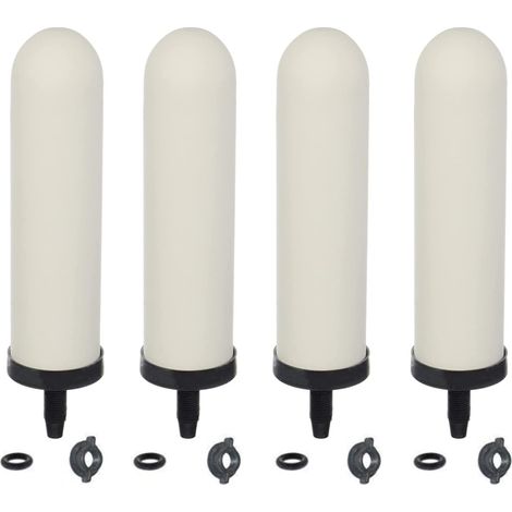 Lot de 4 bougies filtrantes en céramique de rechange de 17,8 cm avec charbon actif pour système de filtre à eau de comptoir, seau à eau domestique (1/5)