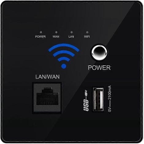 Prise murale WiFi intégrée 300M, routeur sans fil avec chargeur USB, répéteur WiFi pour extension réseau.