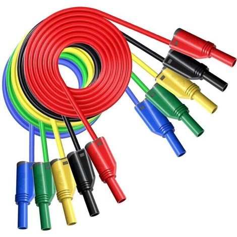 pièces fiche banane fils de test en silicone 4mm entièrement isolé sécurité enveloppé fiche banane empilable cable d'extension de fil souple pour multimètre