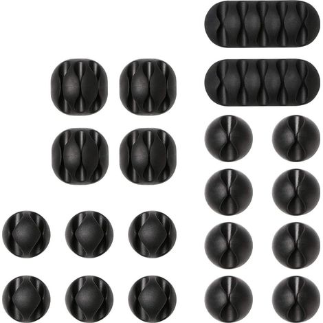 Cable Clips Support de Câble, Ensemble d'Organisateur de Câbles de Gestion de Câbles Polyvalent pour Bureau, Câble d'Alimentation, Câble de Chargement USB, Chargeurs, Câble Audio, 20 Pièces (1/5)