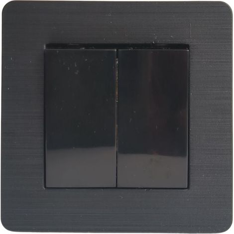 Conmutador Doble Empotrable Negro Brillante con Marco Rayado – Serie Selene, 10A, 250V