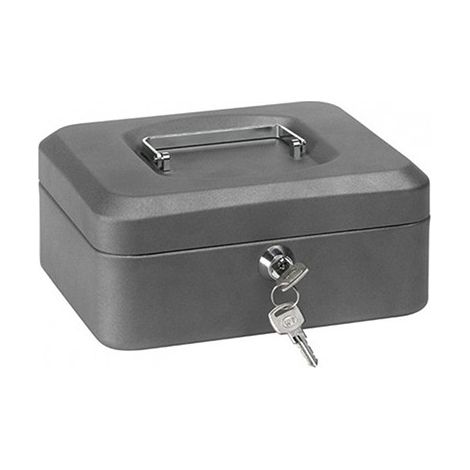 ARREGUI Elegant, Geldkassette aus Stahl, Geldbox, 25 cm breit, Abschließbare Kasse mit Geldeinsatz, Kleine Geldkassette mit Schlüssel und Münzeinsatz / Geldeinsatz, Geldkasse Grau C9236 (1/2)