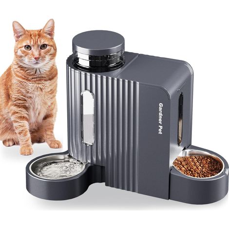 Pet 2-in-1 Automatic Cat Water Food Dispenser 3Lx2 Grey (1/5)
