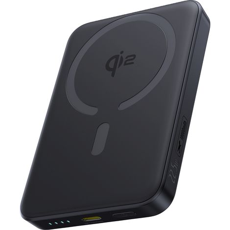 Batería externa magnética EnerFill FM12 de 10000 mAh y 22,5 W con cable USB-C MagSafe Qi2 - Negra (1/5)