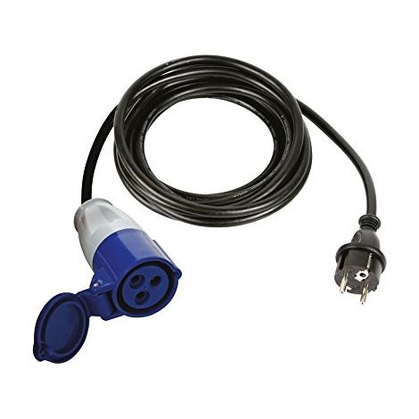 Perel – Câble adaptateur électrique Schuko vers prise CEE 3 m – Configuration raccord pour chantiers humides – ECEEA3