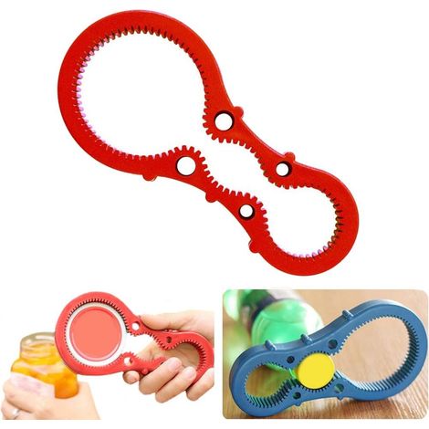 3 In 1 Silicone Multi-Function Can Opener Bottle Opener Non-Slip Bottle Cap Opener Kitchen Twist Tool Bottle Opener Suitable For Various Kitchen Cans, Bottles - RED