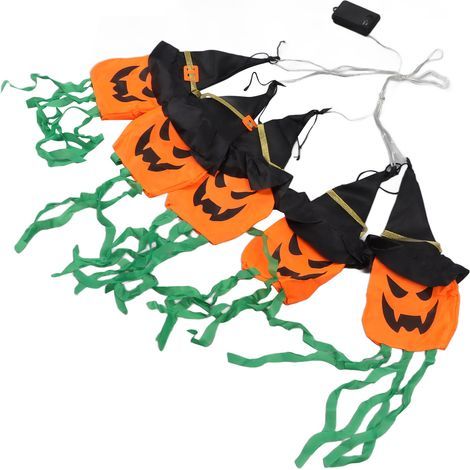 Guirlande lumineuse citrouilles LED motifs clairs, ambiance effrayante, fonctionne sur piles, décoration de fête, pour maison et famille, 10 pièces, Halloween. (1/5)