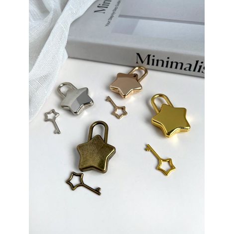 Cadenas mini pentagramme à clé pour tiroirs, valises, avec forme de cœur, pour dortoirs, armoires (1/4)