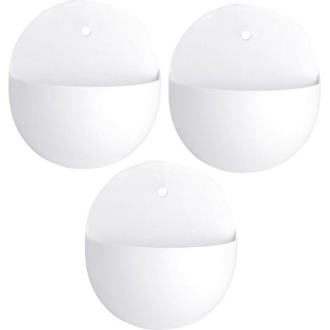 Veemoon Lot de 3 vases muraux suspendus en plastique, support semi circulaire blanc (1/5)
