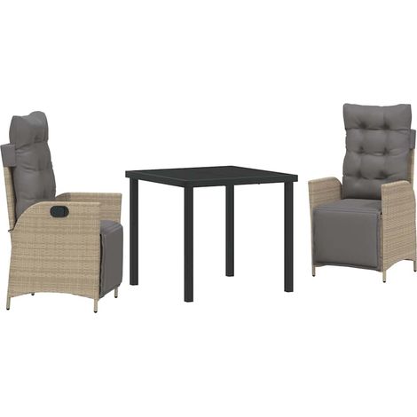 Ensemble de salle à manger pour jardin 3 pcs,Salon de jardin Beige Poly rotin CFW37820 (1/5)