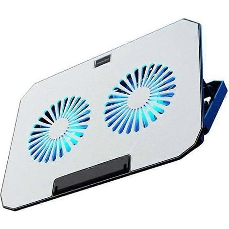 Support de refroidissement pour ordinateur portable avec deux ventilateurs silencieux pour une dissipation efficace de la chaleur, compatible avec les ordinateurs portables de 12 à 17 pouces. (1/5)