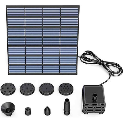 Fontaine Solaire Extérieur Flottante 1.4W, Pompe Bassin Solaire avec Batterie et 5 Buses, pour Bain d\'oiseaux Aquarium THJR009717