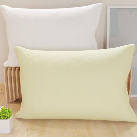 Lot de 2 Taies d'oreiller de Lit 80x50 cm, Housses de Coussin Unies Double Face Crème Blanc, Taie Oreiller 100% Microfibre Hypoallergénique