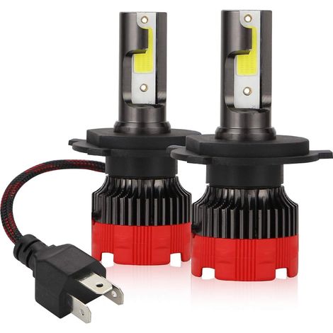 Ampoules LED H4 pour phares, 6000K, feux de route/croisement, 55W, 8000 lumens, kit antibrouillard avec puce DOB, ultra-lumineuses, 2 lampes, rotation à 360°, conversion bi-xénon tout-en-un, garantie (1/5)