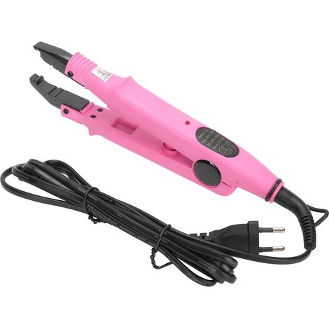 Fer à lisser pour extensions capillaires professionnel, outil de coiffure rose avec prise EU 110-240V (1/5)