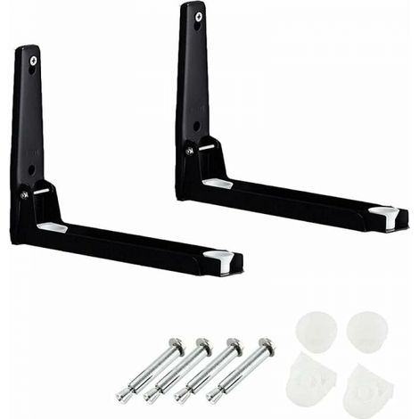 2 étagères murales noires pour micro-ondes, pliables et rétractables, étagère en acier inoxydable pour micro-ondes, convient à tous les fours à micro-ondes, poids max. 50kg