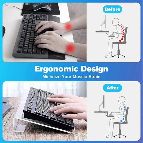 2 supports de clavier d'ordinateur, rehausseurs de clavier en acrylique transparent pour bureau, maison, école (1/3)