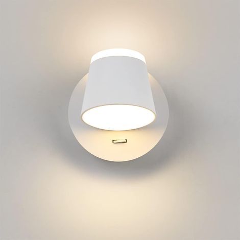 Aplique de pared LED, luces de pared para dormitorio, lámpara de pared LED para escaleras interiores, aplique de cabecera con interruptor/LED 8W, para garajes, pasillos y hoteles, rotación de 360 grad (1/5)